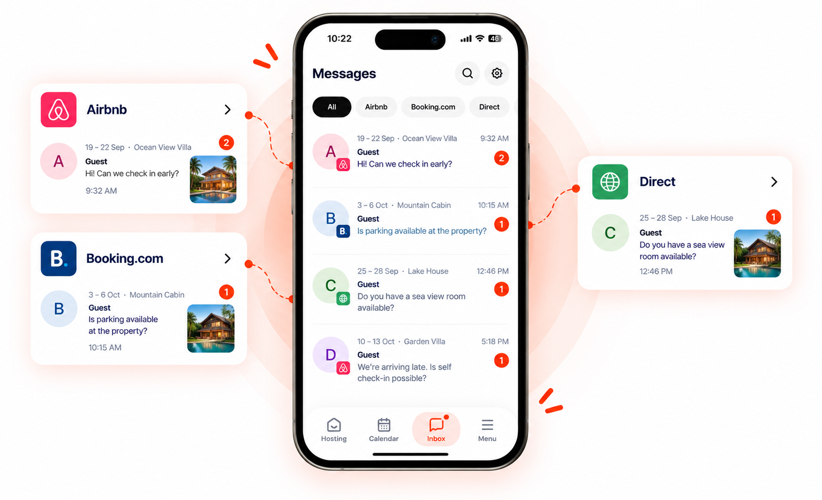 Homeyhuts Unified Inbox — guest messages from every channel in one place
